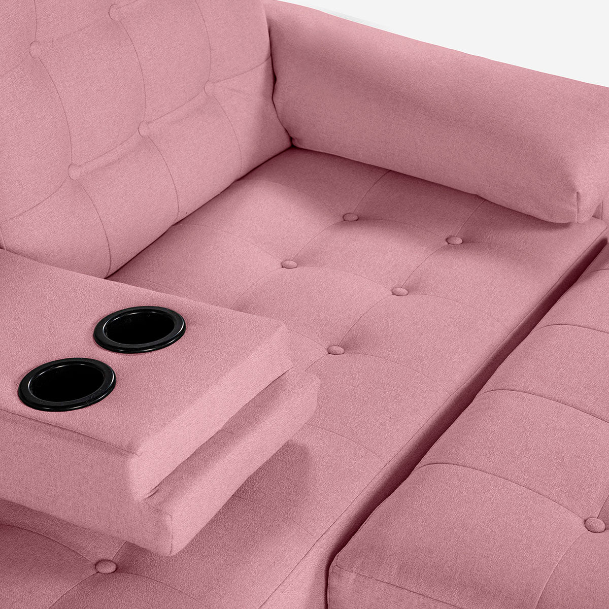Sala Modular Chica Makora Praia Rosa Lino De 2 Plazas Con Portavasos + Taburete