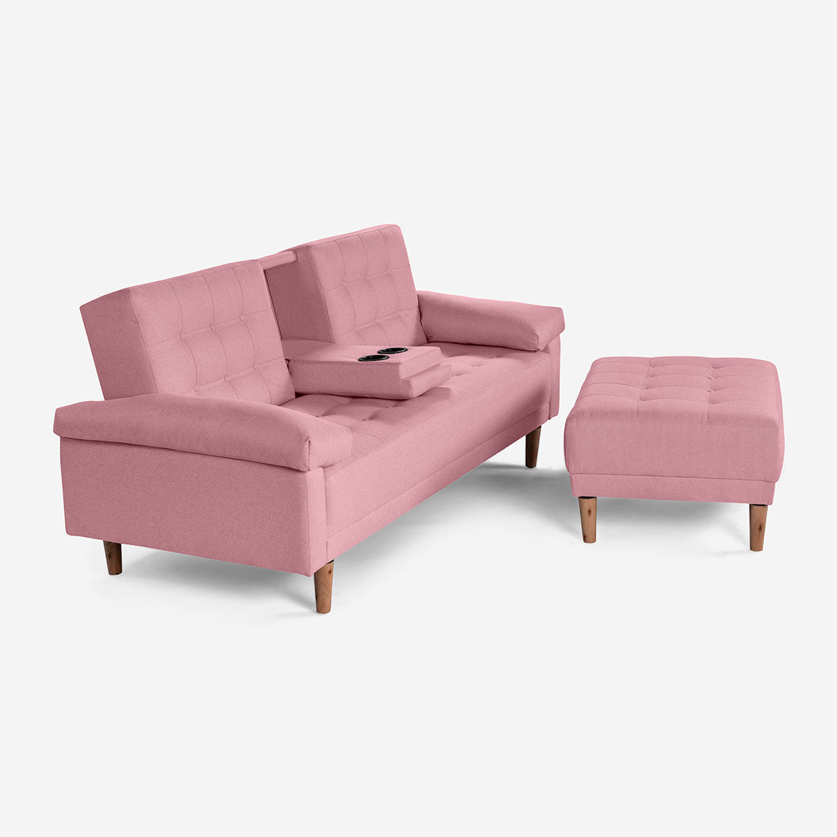 Sala Modular Chica Makora Praia Rosa Lino De 2 Plazas Con Portavasos + Taburete