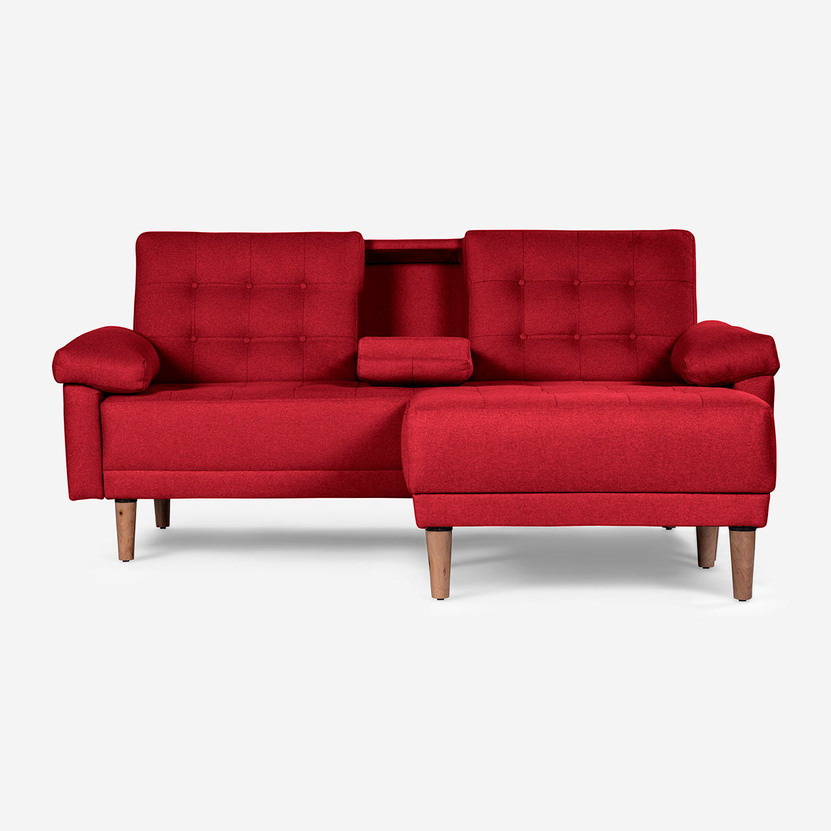 Sala Modular Chica Makora Praia Rojo Lino De 2 Plazas Con Portavasos + Taburete