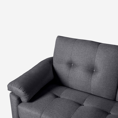 Sofá Cama Makora Presley Gris Oxford Lino De 3 Plazas Con Portavasos - Outlet