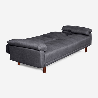 Sofá Cama Makora Presley Gris Oxford Lino De 3 Plazas Con Portavasos - Outlet