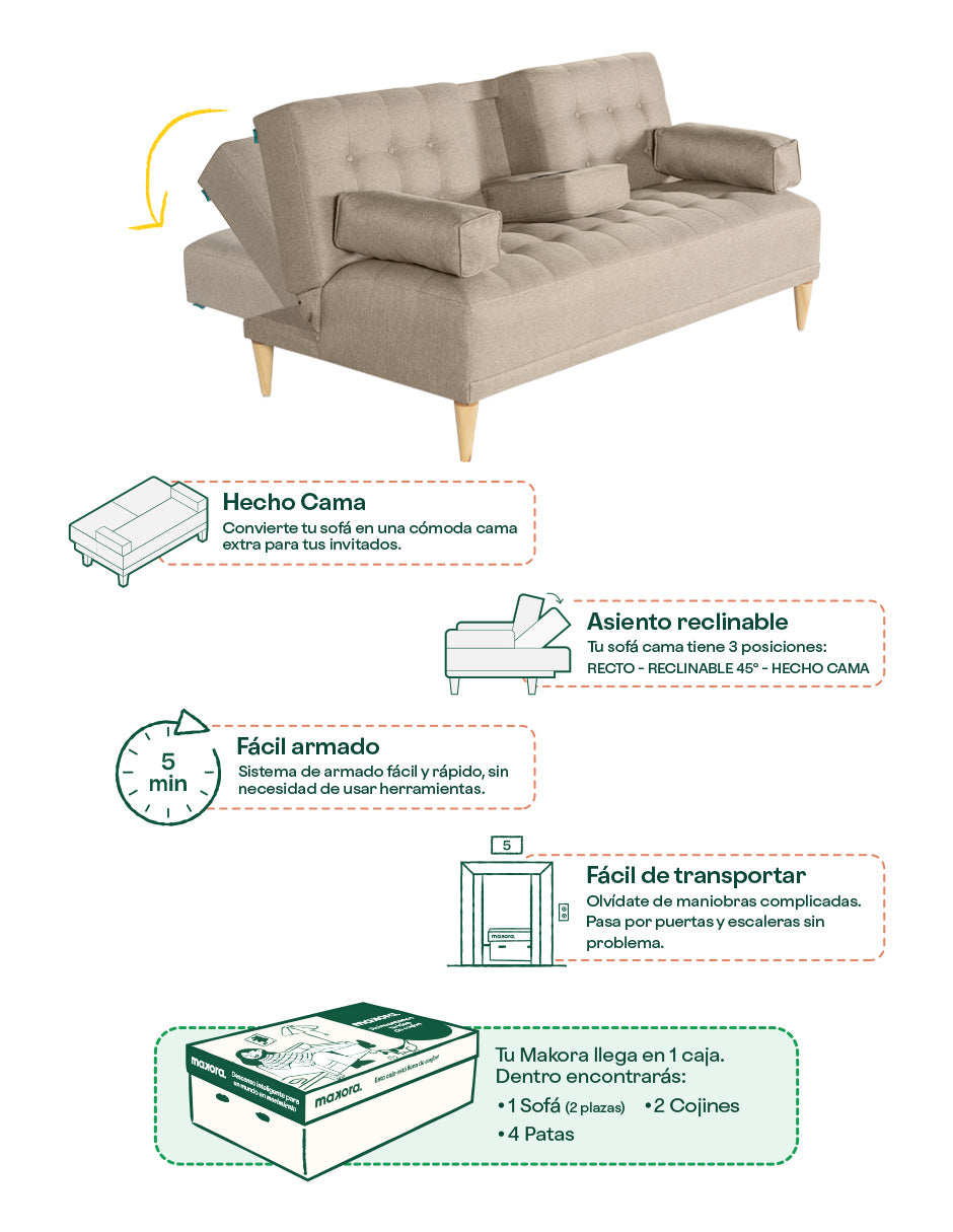 Sofá cama Queen Color Arena - Oferta