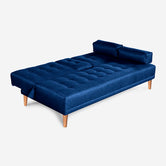 Sofá Cama Queen Azul Makora Essentials de Lino Con Portavasos