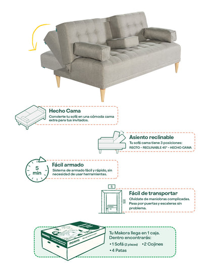 Sofá cama Queen Color Gris Claro