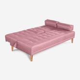 Sofá Cama Queen Palo de Rosa Makora Essentials de Lino Con Portavasos