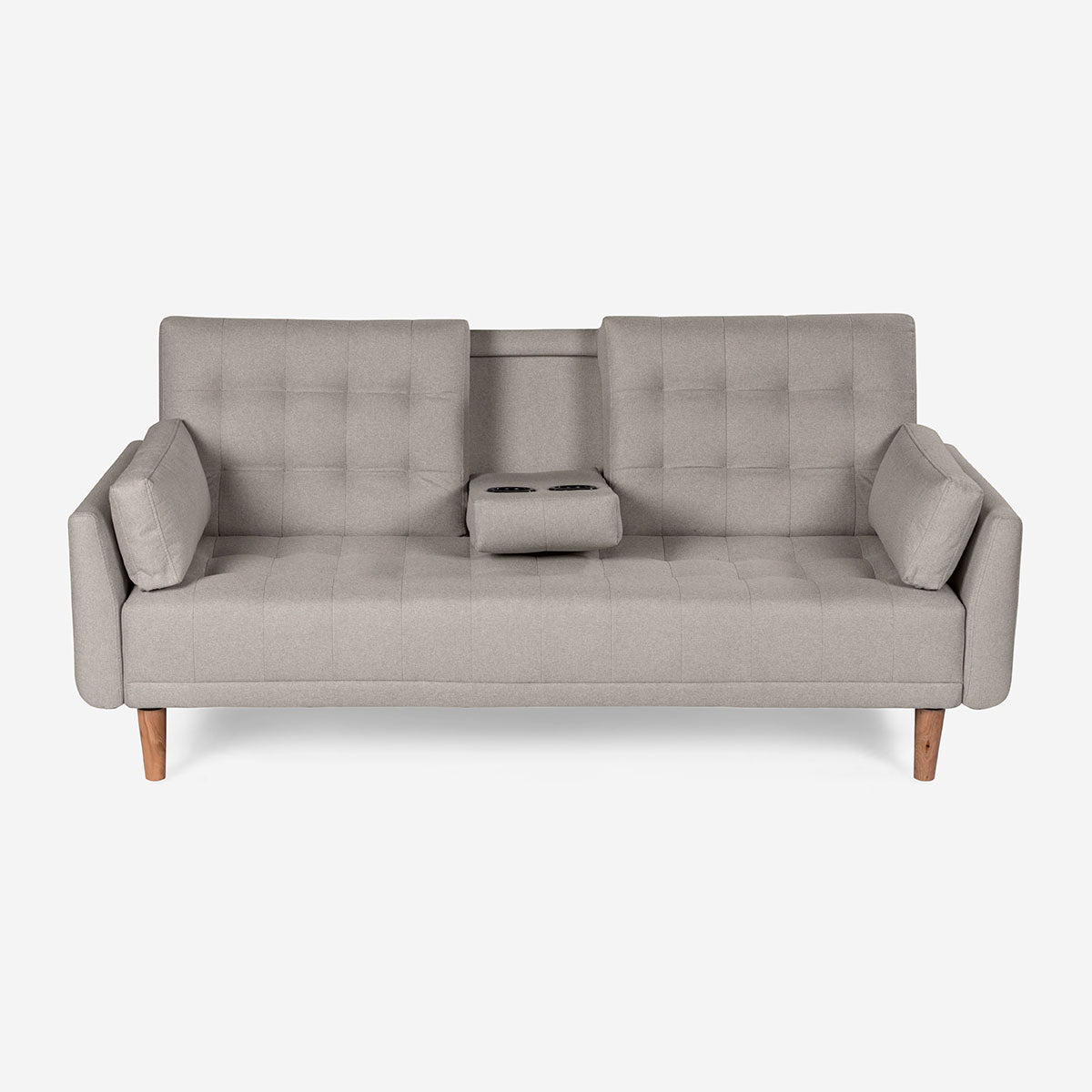 Sofá Cama Makora Royce Gris Claro Lino De 3 Plazas Con Portavasos - Outlet