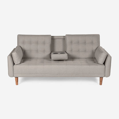 Sofá Cama Makora Royce Gris Claro Lino De 3 Plazas Con Portavasos - Outlet