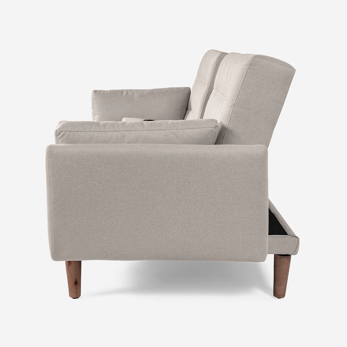 Sofá Cama Makora Royce Gris Claro Lino De 3 Plazas Con Portavasos - Outlet