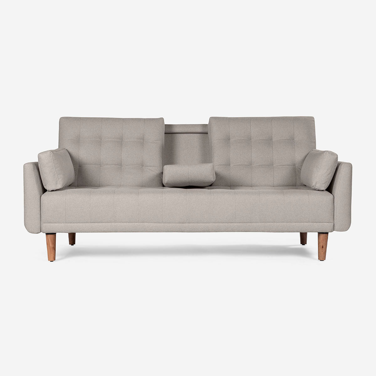 Sofá Cama Makora Royce Gris Claro Lino De 3 Plazas Con Portavasos - Outlet