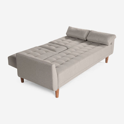 Sofá Cama Makora Royce Gris Claro Lino De 3 Plazas Con Portavasos - Outlet