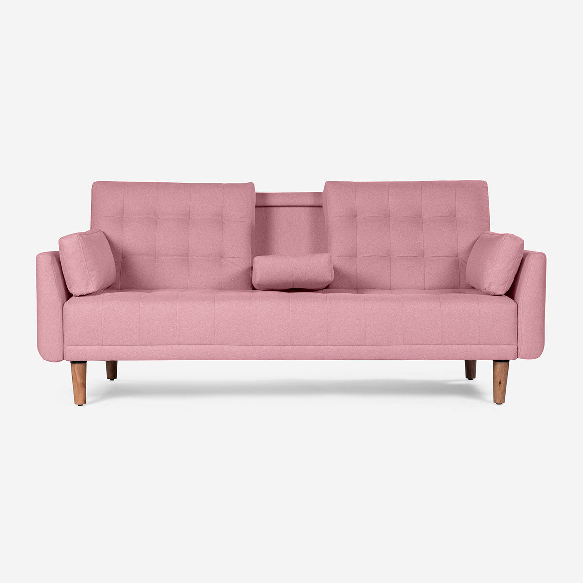 Sofá Cama Makora Royce Rosa Lino De 3 Plazas Con Portavasos - Outlet
