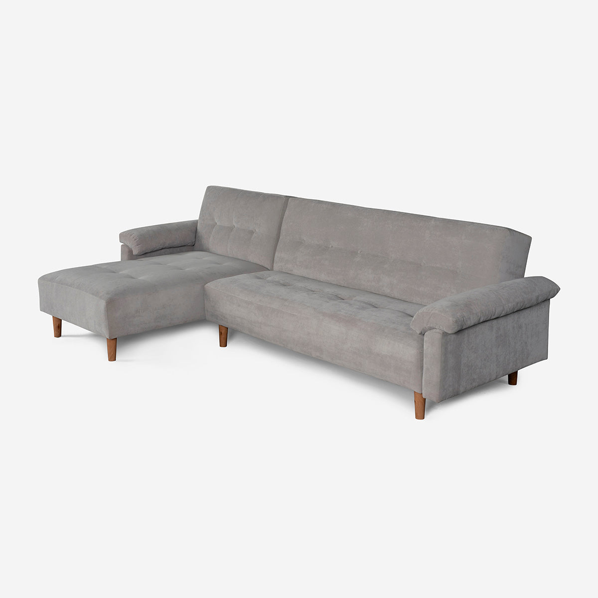 Sala Modular Makora Baily Gris Claro Terciopelo De 3 Plazas - Outlet