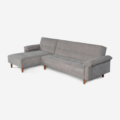 Sala Modular Makora Baily Gris Claro Terciopelo De 3 Plazas - Outlet
