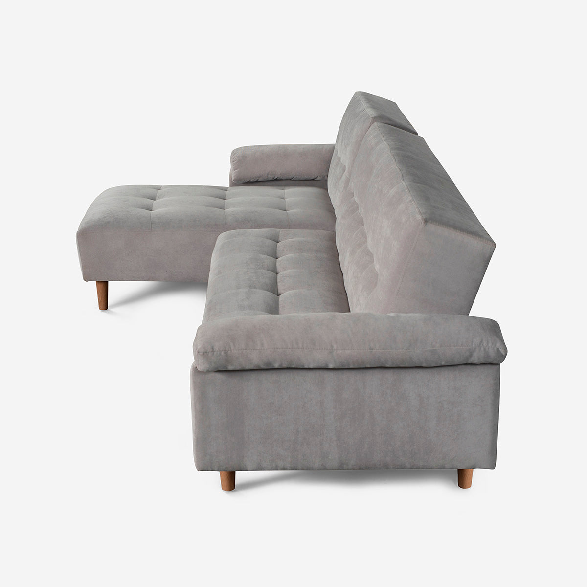 Sala Modular Makora Baily Gris Claro Terciopelo De 3 Plazas - Outlet