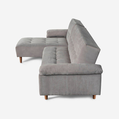 Sala Modular Makora Baily Gris Claro Terciopelo De 3 Plazas - Outlet