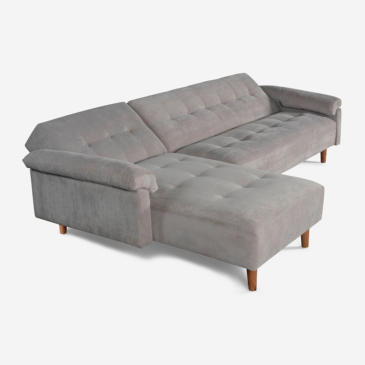 Sala Modular Makora Baily Gris Claro Terciopelo De 3 Plazas - Outlet