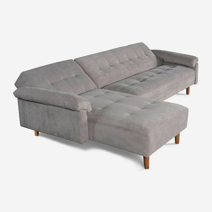 Sala Modular Makora Baily Gris Claro Terciopelo De 3 Plazas - Outlet