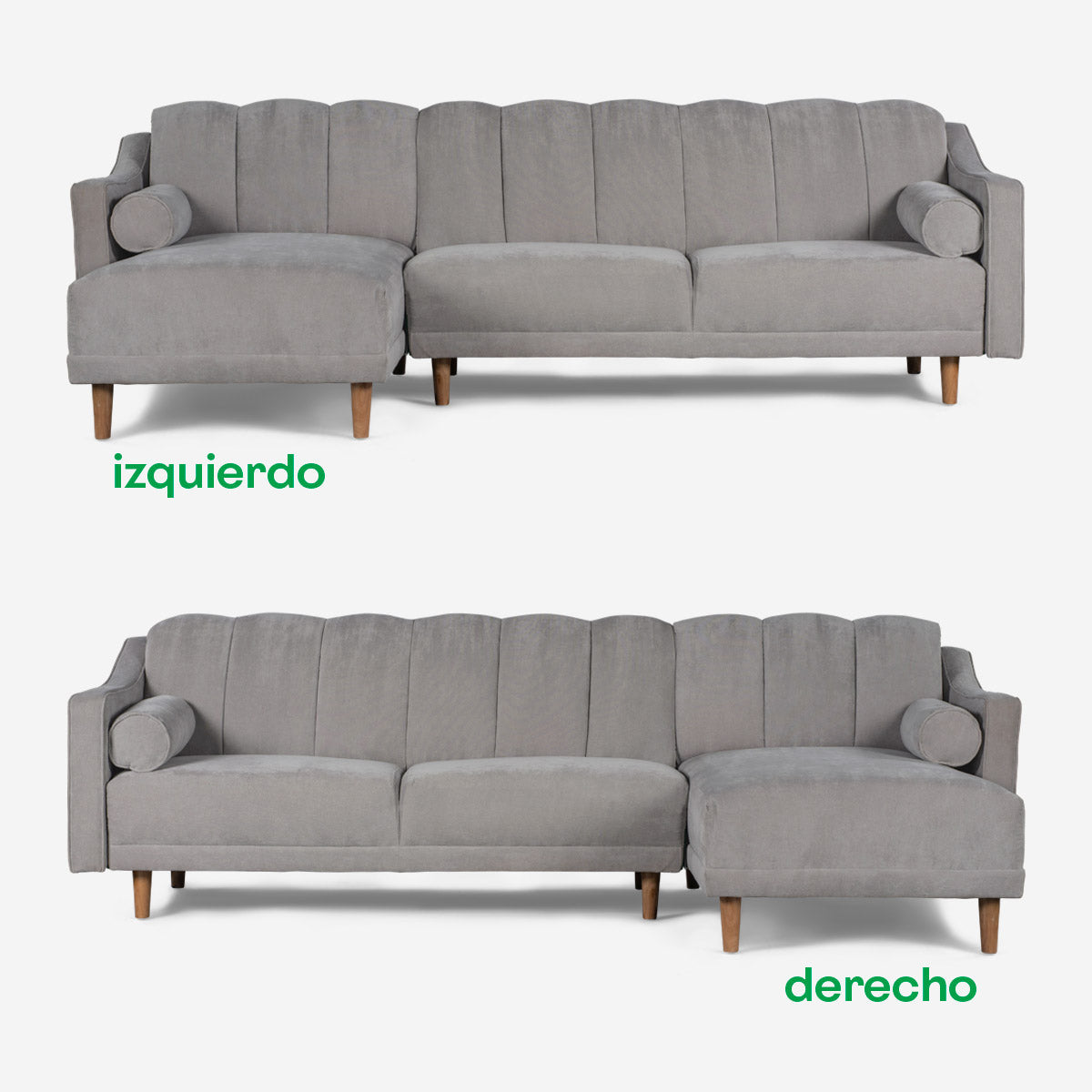 Sala Modular Makora Richman Gris Claro Terciopelo De 3 Plazas - Outlet