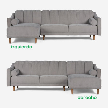 Sala Modular Makora Richman Gris Claro Terciopelo De 3 Plazas - Outlet