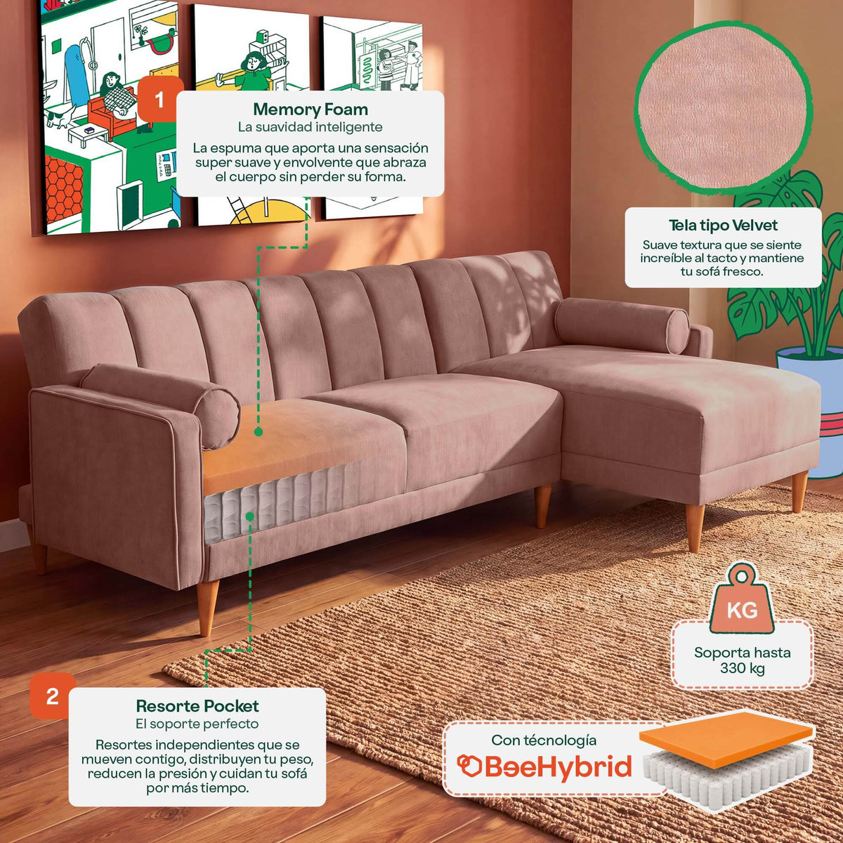 Sala Modular Scotch Rosa