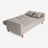 Sofá Cama Tammy Gris Claro Makora Essentials de Lino Con Portavasos