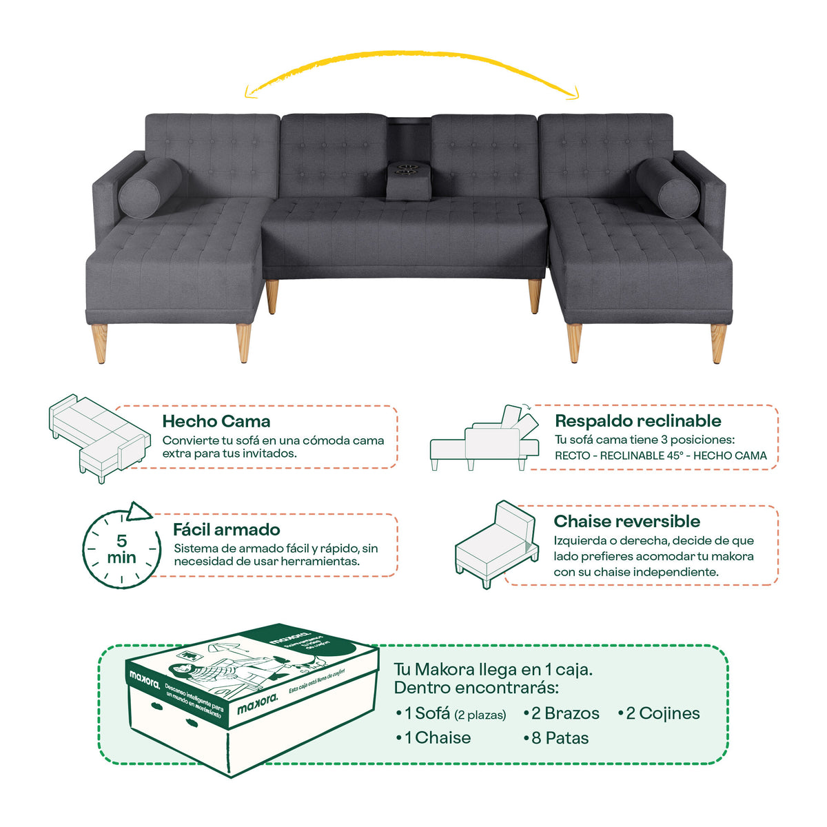 Sala Modular Chica Tyson Gris Oxford