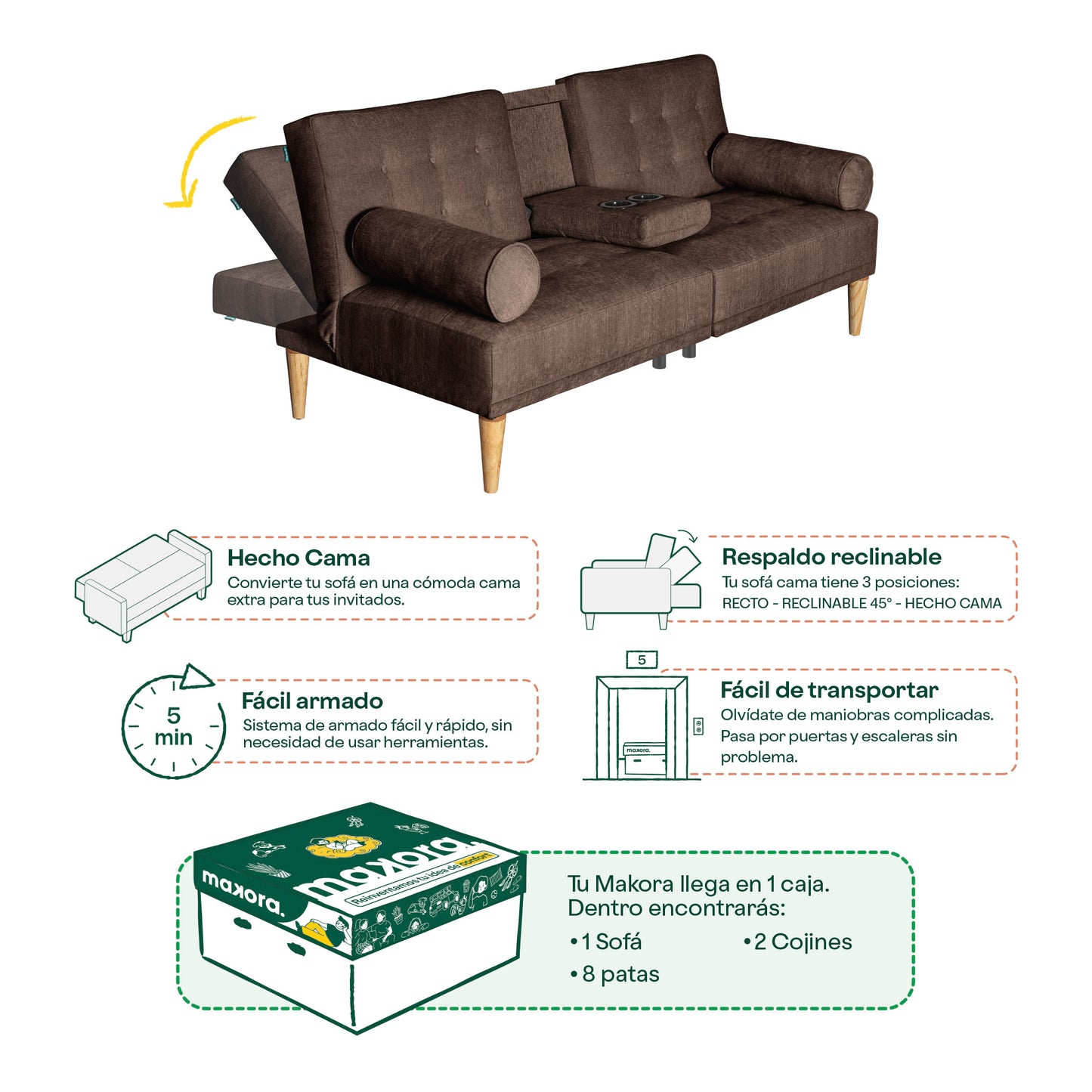 Sofá Cama Zambroni Café