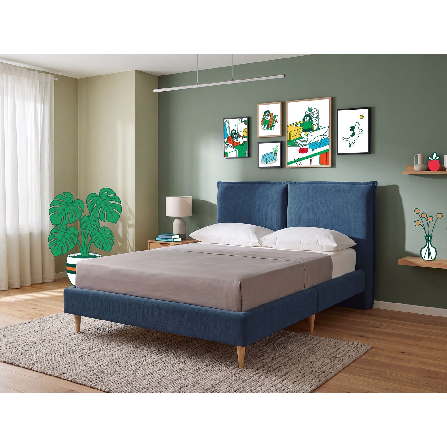 Base de Cama Matrimonial Zenvia Azul