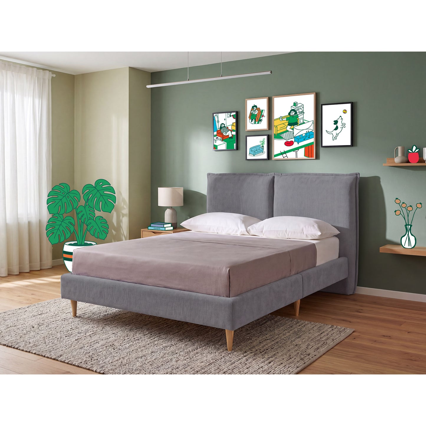Base de Cama Matrimonial Zenvia Gris