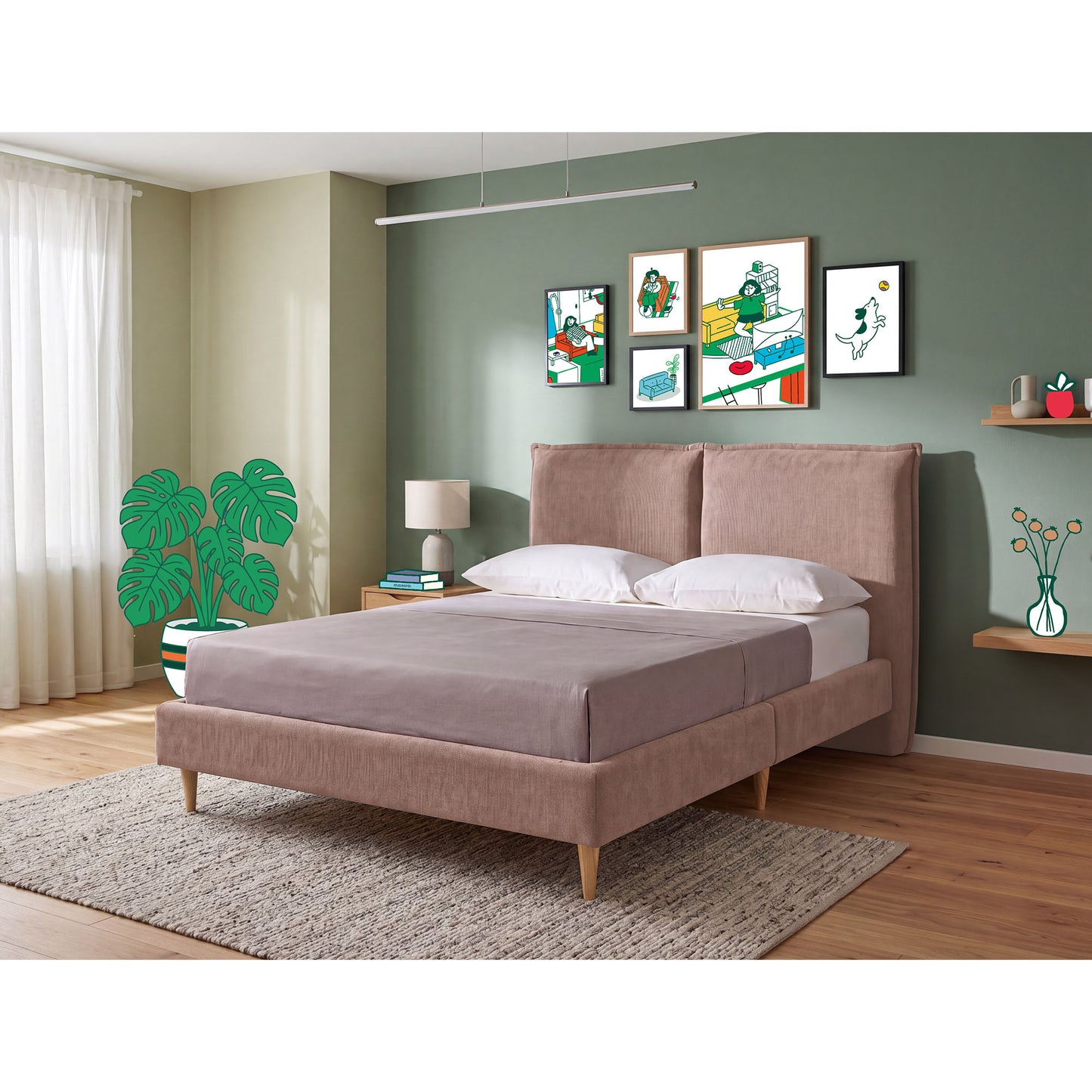 Base de Cama Matrimonial Zenvia Palo de Rosa