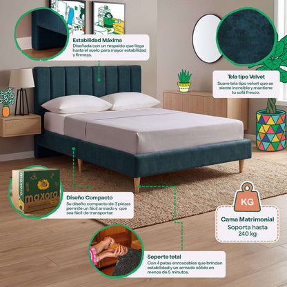 Base de Cama Matrimonial Nostra Olivo | Makora