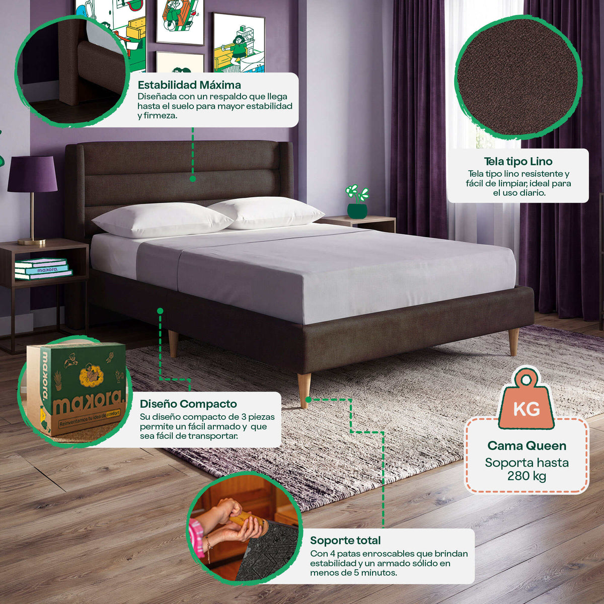 Base de Cama Queen Aroli Chocolate | Makora