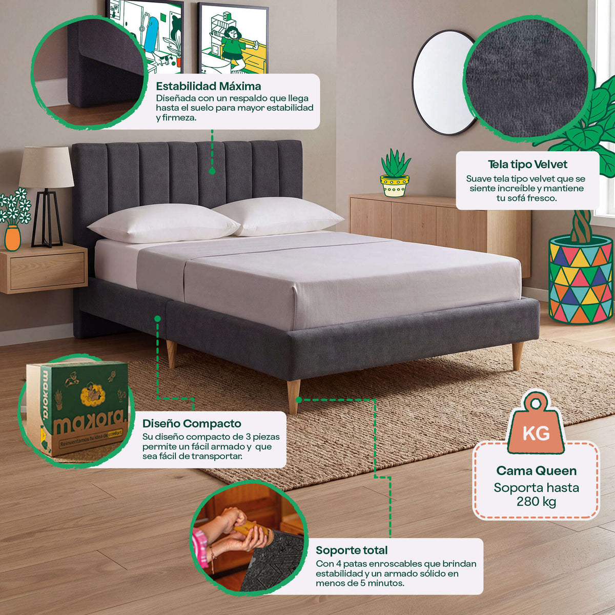 Base de Cama Queen Nostra Oxford | Makora