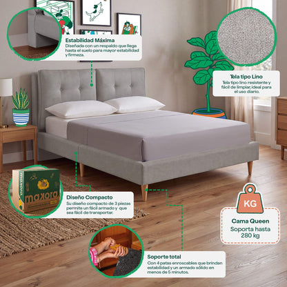 Base de Cama Queen Samna Gris | Makora