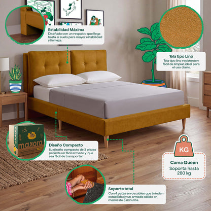 Base de Cama Queen Samna Mostaza | Makora