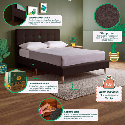 Cama Individual Maia Chocolate | Makora