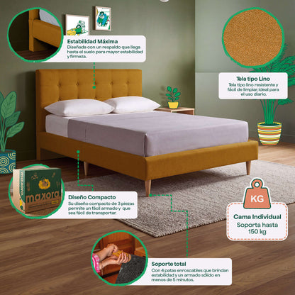 Cama Individual Maia Mostaza | Makora