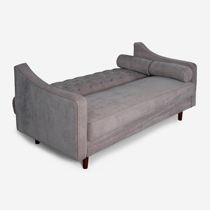 Sofá Cama Makora Ambrosi Gris Claro Terciopelo De 3 Plazas - Outlet