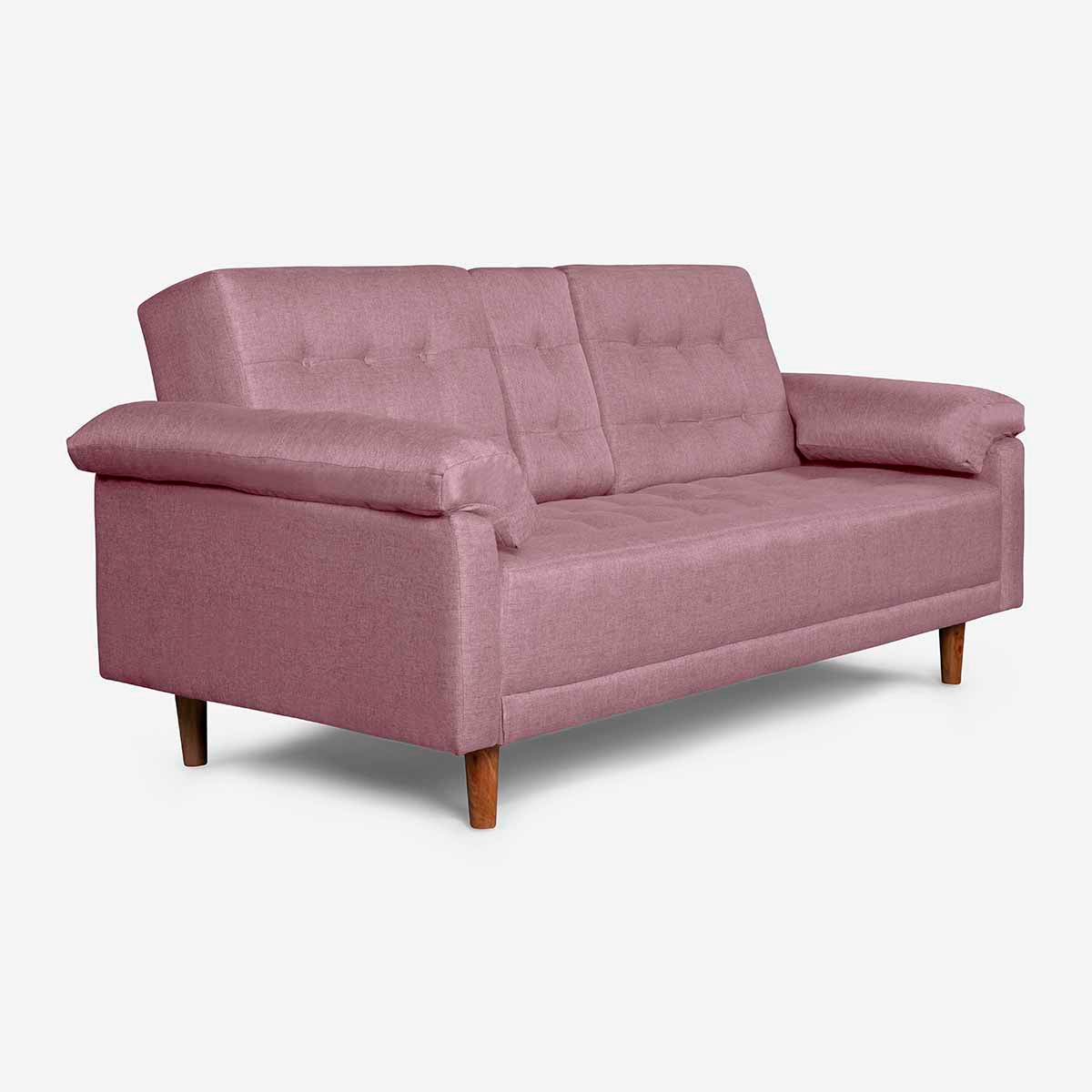 Sofá Cama Makora Andros Rosa Lino De 3 Plazas Con Portavasos - Outlet
