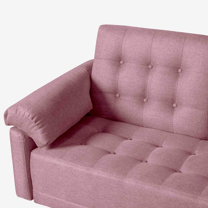 Sofá Cama Makora Andros Rosa Lino De 3 Plazas Con Portavasos - Outlet
