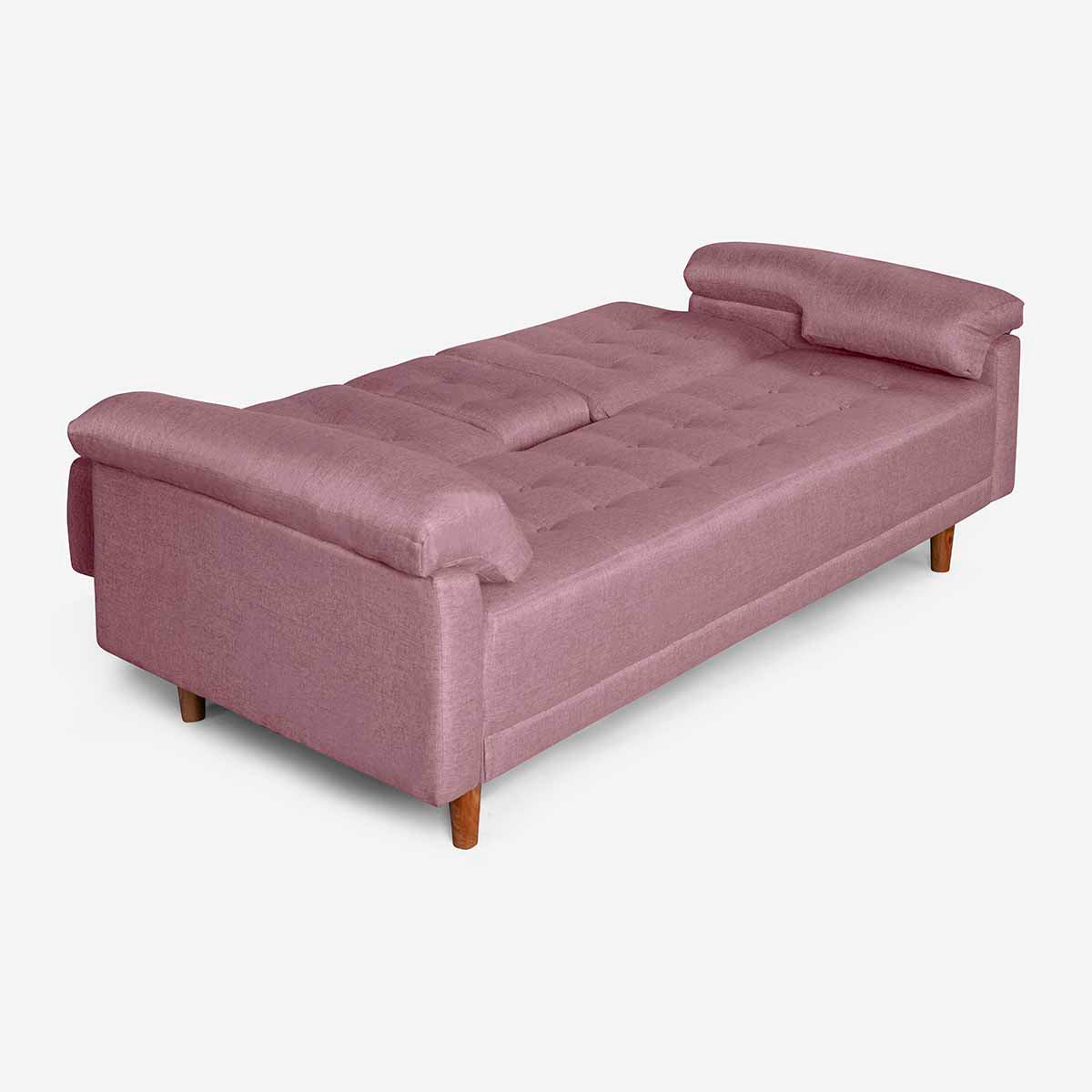 Sofá Cama Makora Andros Rosa Lino De 3 Plazas Con Portavasos - Outlet