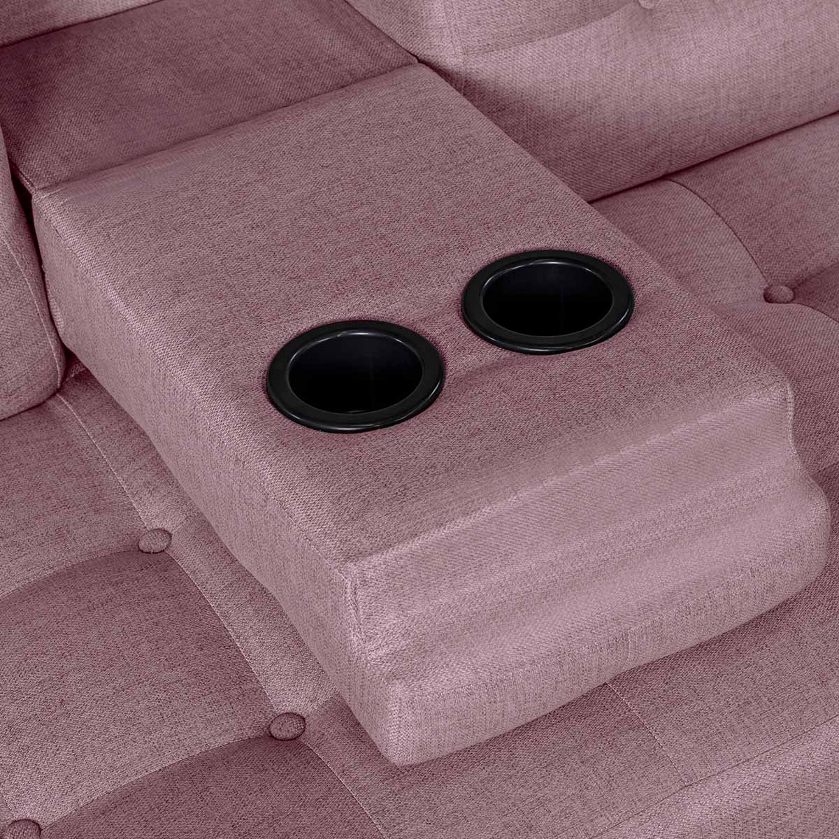 Sofá Cama Makora Andros Rosa Lino De 3 Plazas Con Portavasos - Outlet