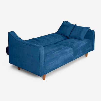 Sofá Cama Makora Annika Azul Terciopelo De 3 Plazas - Outlet