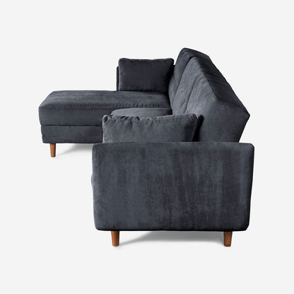 Sala Modular Makora Aperol Gris Oxford Terciopelo De 3 Plazas - Outlet