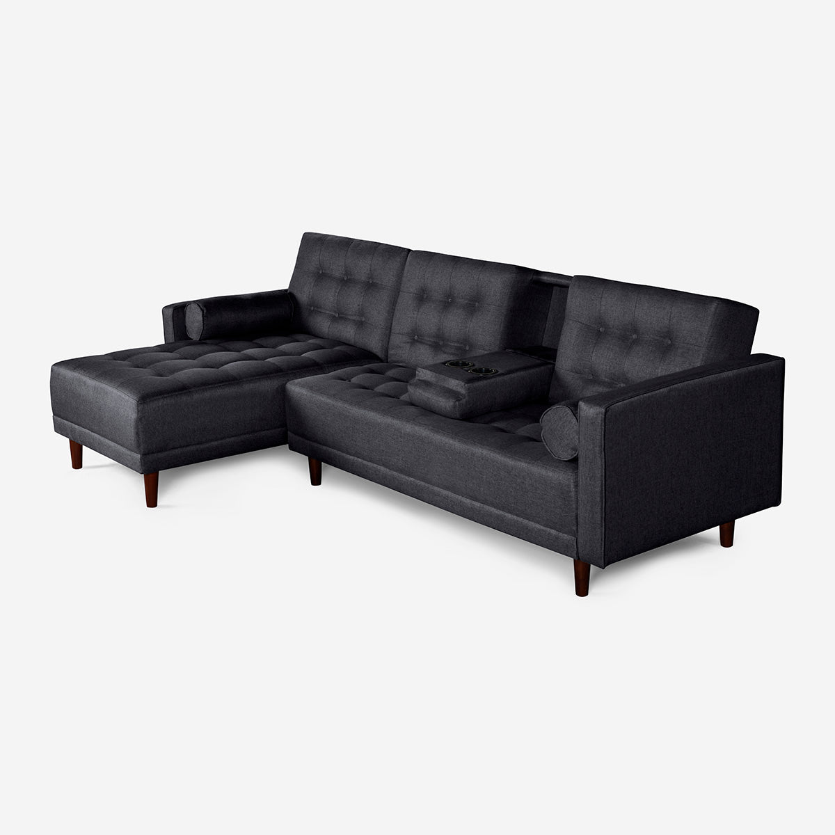 Sala Modular Makora Bardo Gris Oxford Magic De 3 Plazas Con Portavasos - Outlet