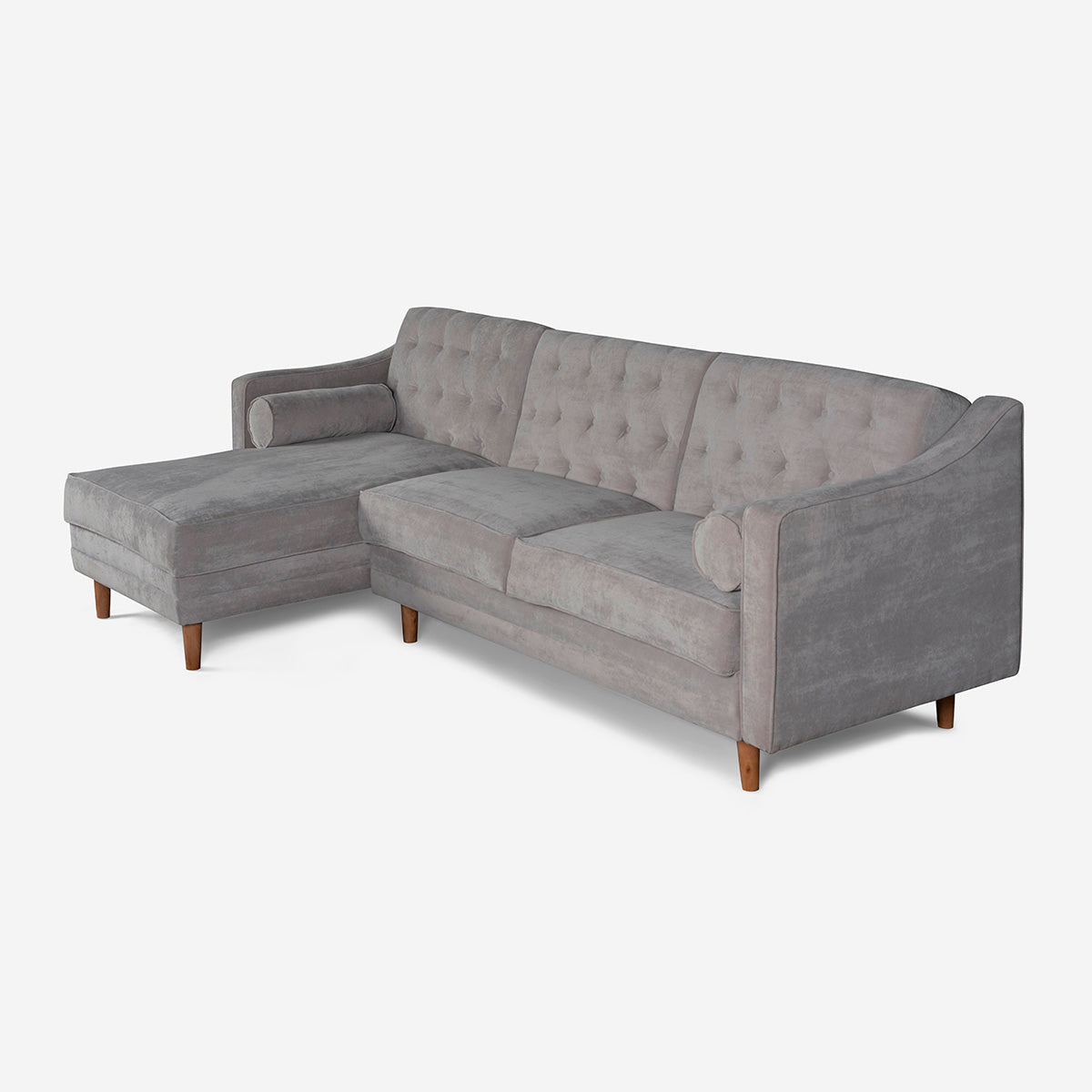 Sala Modular Makora Brina Gris Claro Terciopelo De 3 Plazas - Outlet