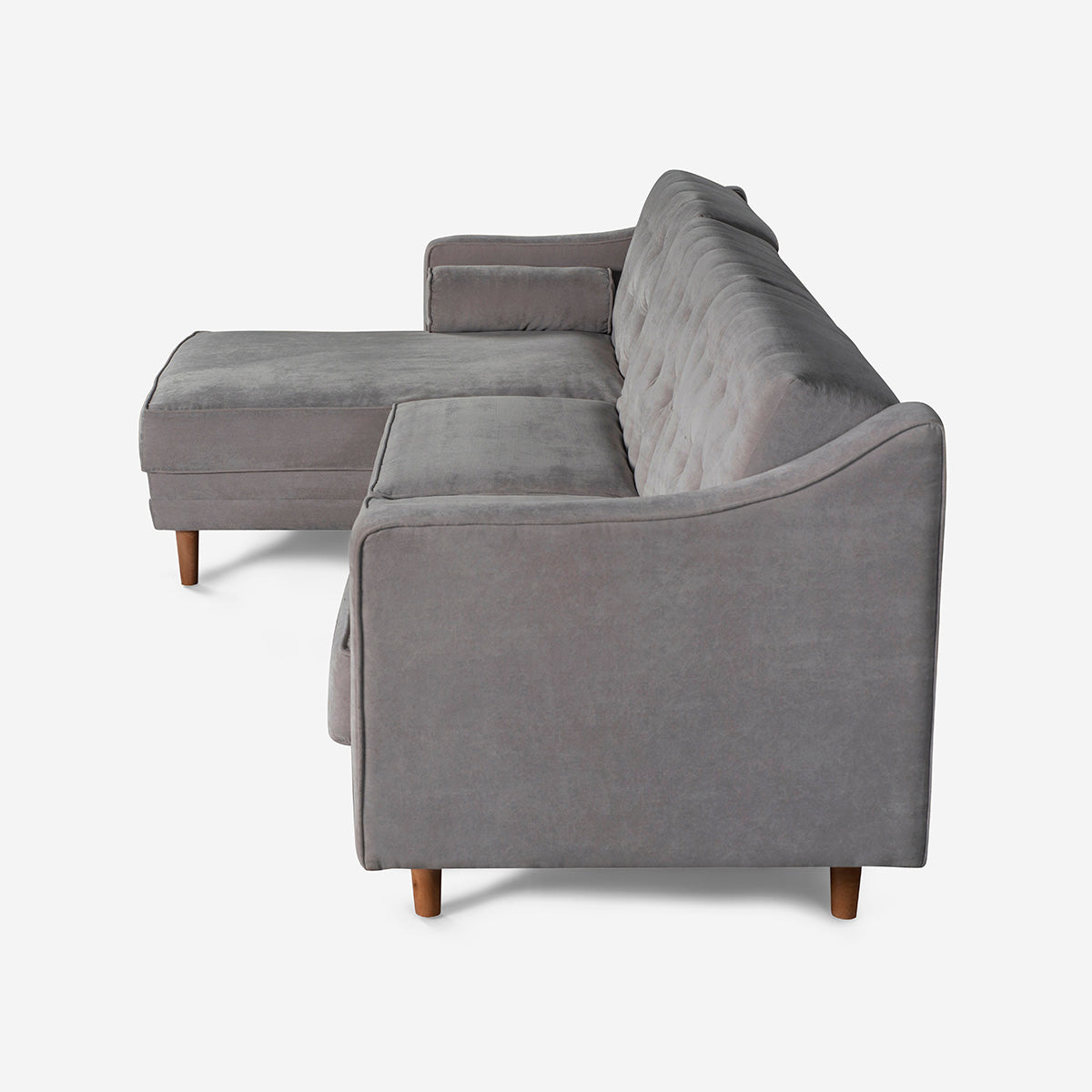 Sala Modular Makora Brina Gris Claro Terciopelo De 3 Plazas - Outlet