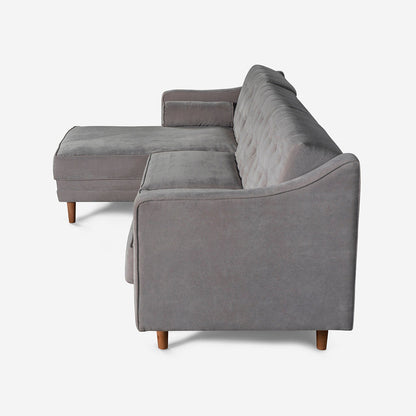 Sala Modular Makora Brina Gris Claro Terciopelo De 3 Plazas - Outlet