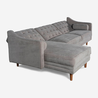 Sala Modular Makora Brina Gris Claro Terciopelo De 3 Plazas - Outlet