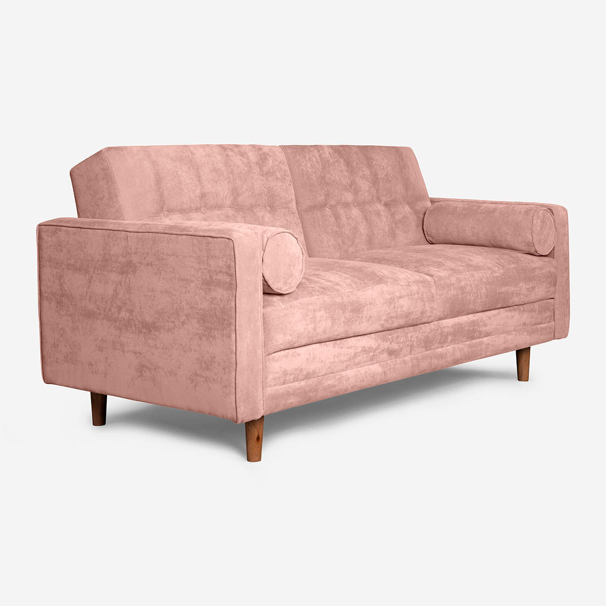 Sofá Cama Makora Bristol Rosa Terciopelo De 3 Plazas - Outlet